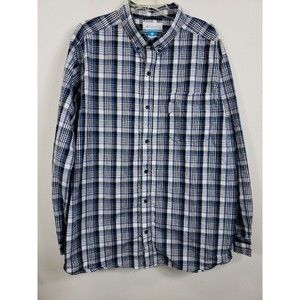 Columbia Button Down Shirt Long Sleeve Mens XL Blue Plaid Check Cotton